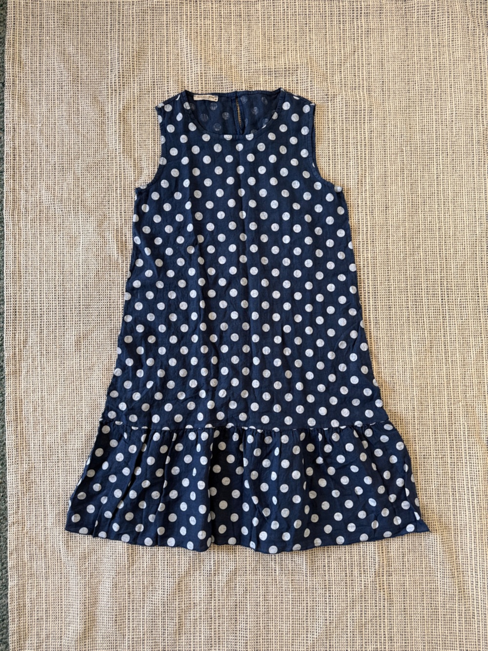 Linen polka dots baby doll dress